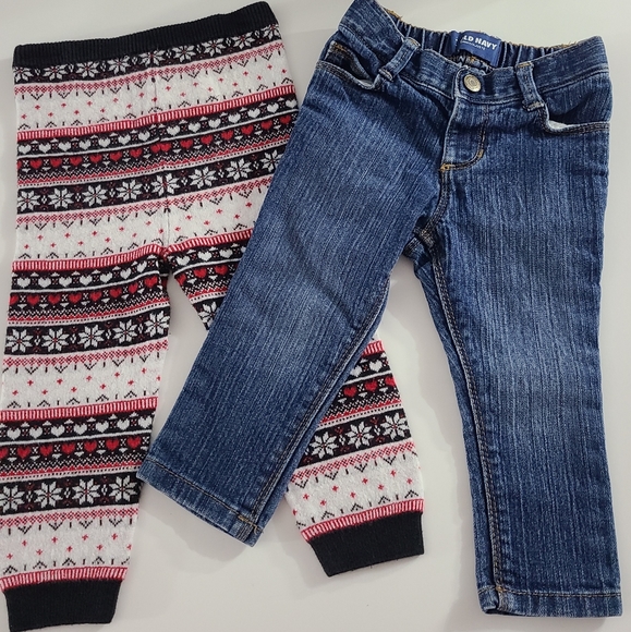 Old Navy Girls Sz 18-24M Blue Jeans Skinny Koala Kids 18M Leggings - Picture 1 of 7